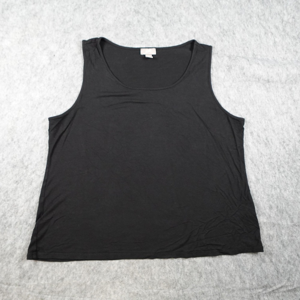 J Jill Top Women Large Petite Black Wearever Collection Stretch Sleeveless Scoop